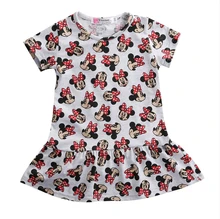 Dresses 2016 Cute Children Kids Baby Girls Clothes Minnie Mouse Cartoon Dress Clothing Summer Mini Short Dress Clothes 2-7Y