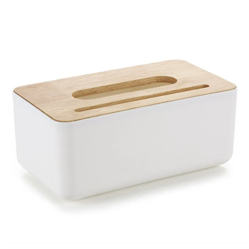 

Wooden Plastic Tissue Box Home Tissue Container Desktop Towel Napkin Tissue Holder Case For Office Home Organizer Decoration