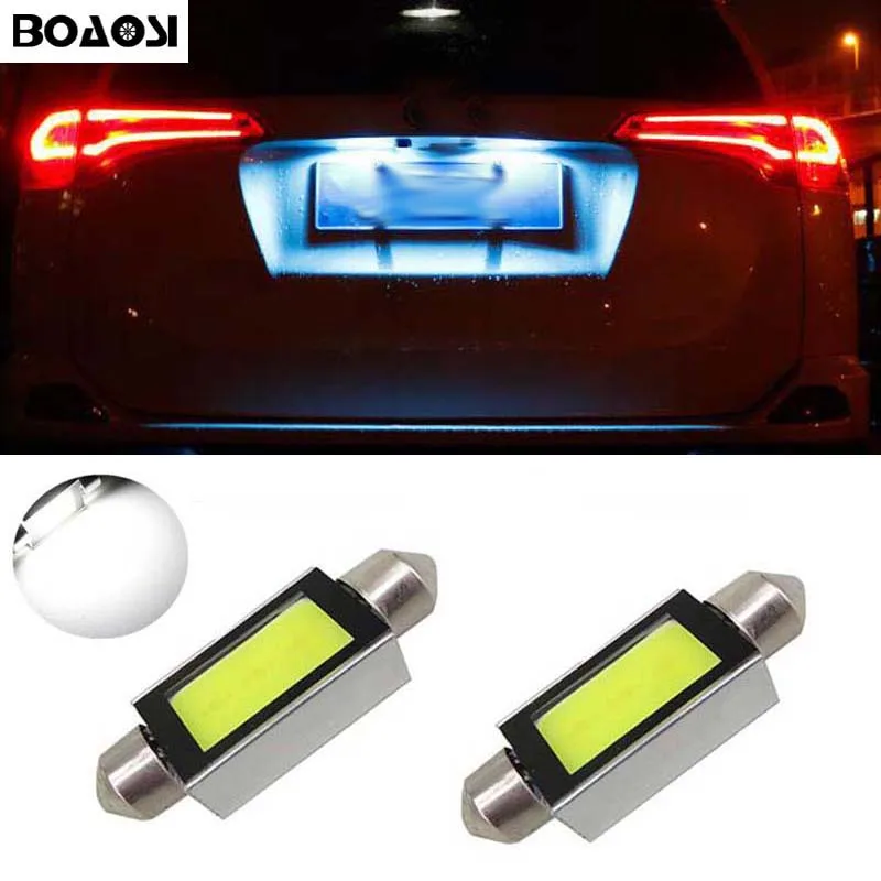 BOAOSI 2x Canbus 36mm COB Festoon Car LED Number Plate Lights Bulbs For