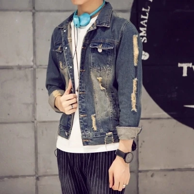 Autumn Hi-Street Men jeans Jackets casual washed patchwork Distressed Denim Man Slim Fit Streetwear Hip Hop Vintage Jacket Autumn Hi-Street Men jeans Jackets casual washed patchwork Distressed Denim Man Slim Fit Streetwear Hip Hop Vintage Jacket