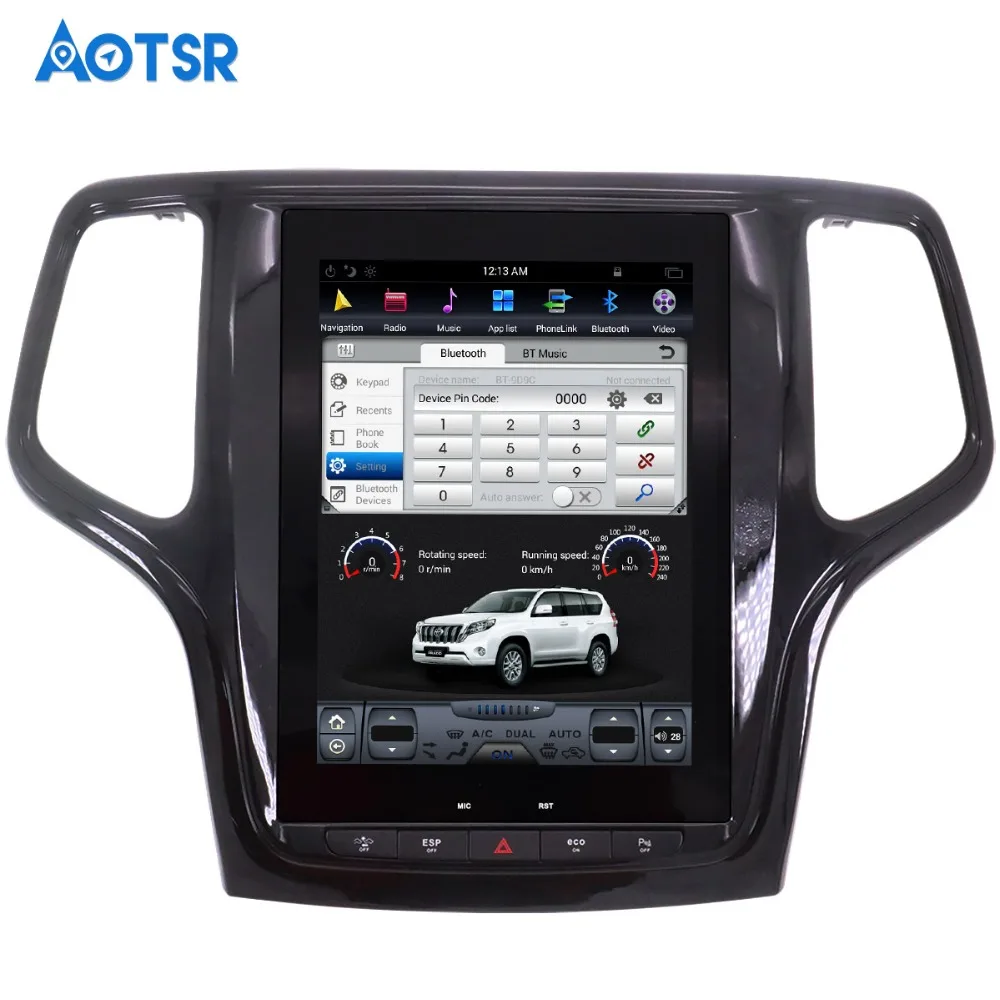 Best Android Tesla style Car GPS Navigation For JEEP Grand Cherokee 2014-2018 gold and black headunit multimedia player No DVD player 2