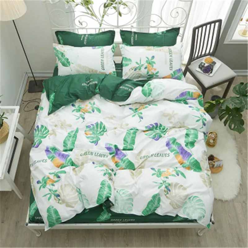 

Soft Bedding Set 4 pcs Duvet Cover Set Fresh bed Sets Sleek Minimalist Printed Bedding Sheets Quilt Cover of Student Dormitory