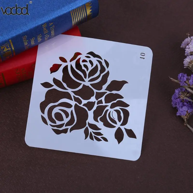 

Rose Flower Hollow Template Craft Stencils Stamp for Walsl DIY Scrapbooking Photo Book Album Paper Card Painting Stationery Gift