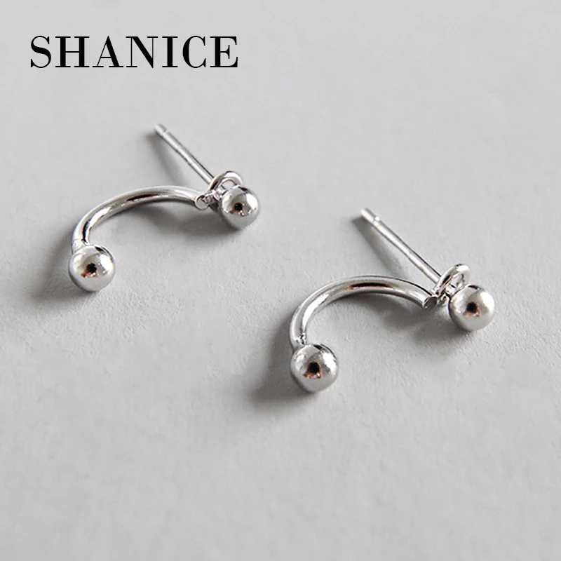 SHANICE 925 пробы серебряные серьги-гвоздики для женщин геометрические бусины серьги в стиле панк уличный стиль ювелирные изделия GF подарок Percing