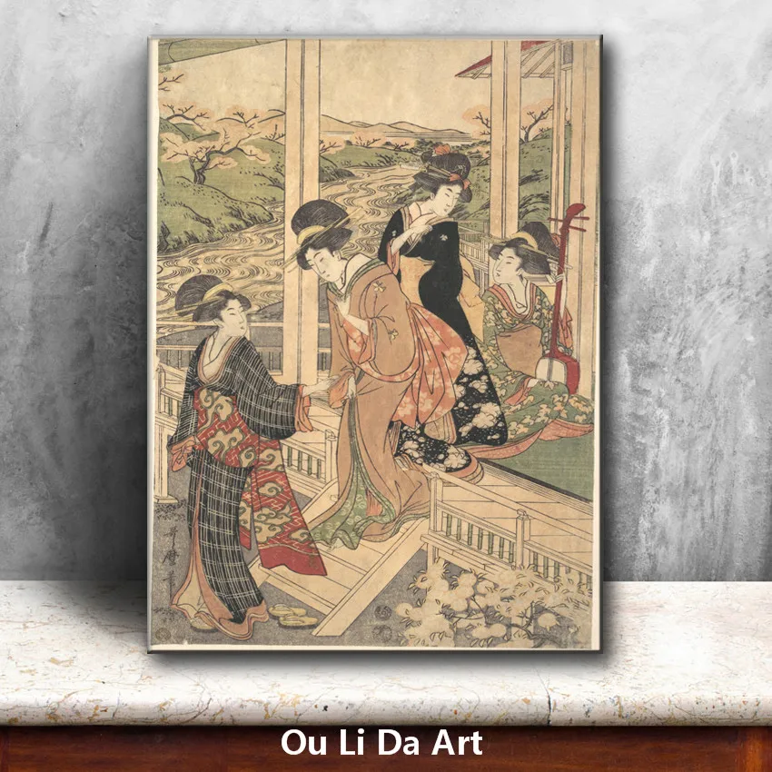 

classical Japan kimono women geisha scenery oil painting canvas painting printings printed on canvas wall art decoration picture