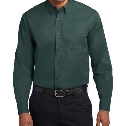 Port Authority S608 Mens Long Sleeve Easy Care Shirt Dark Green & Navy - 4XL (1)
