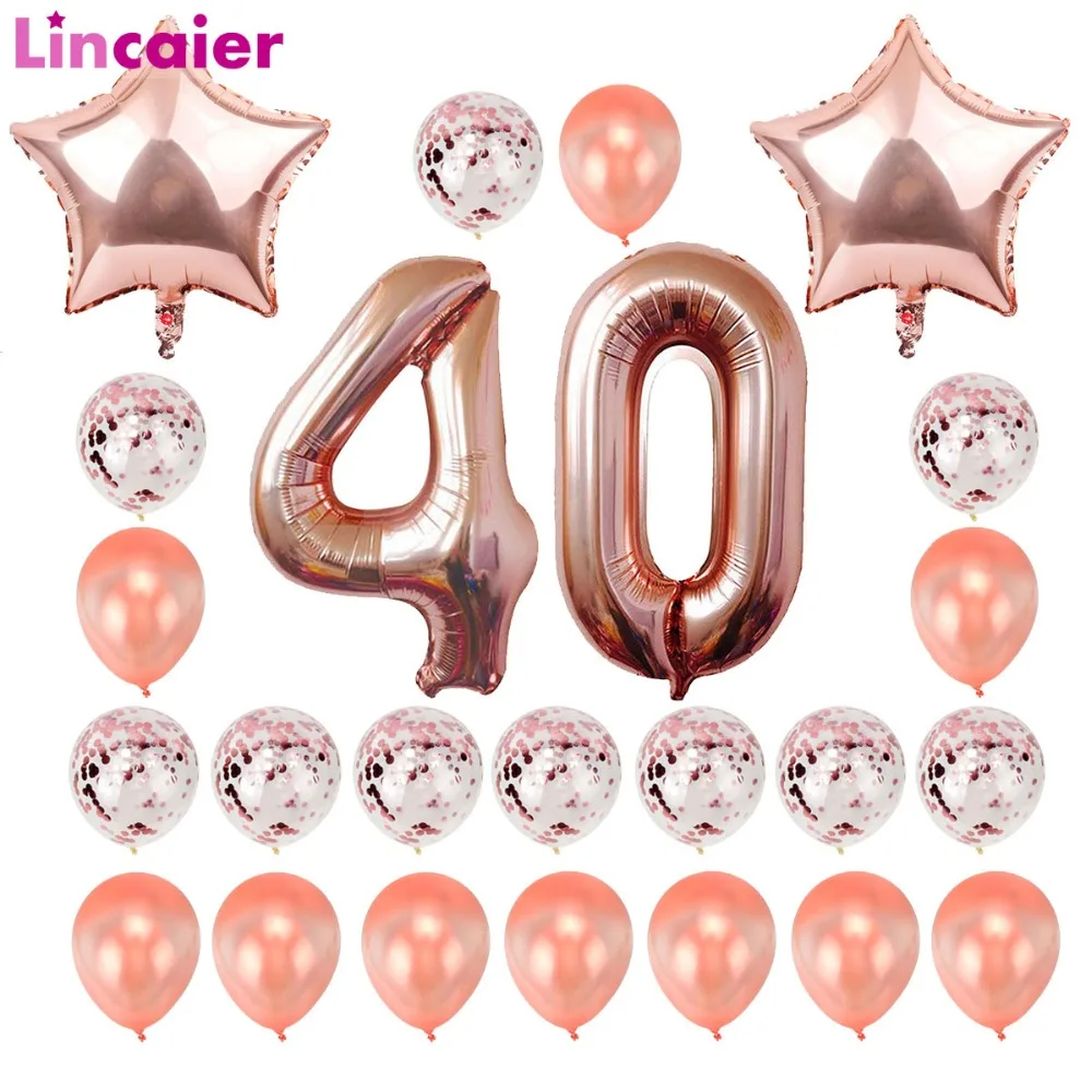 Lincaier 32 дюймов 62 см 40th день рождения золотые воздушные шары счастливые 40 лет вечерние украшения для мужчин и женщин сувениры Поставки 40