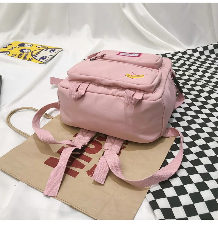 Harajuku женский рюкзак из нейлоновой ткани, одноцветная Студенческая сумка унисекс, большая Вместительная дорожная сумка, женская сумка для ноутбука
