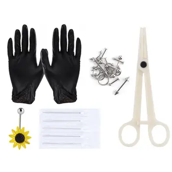 

9Pcs Professional Body Piercing Tool Kit Nose Navel Nipple Needles Set Tatoo Machine