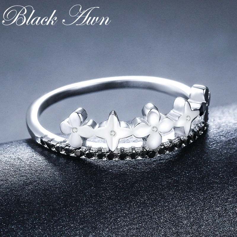 Новинка, милое 925 пробы Серебряное ювелирное изделие для помолвки, черная шпинель, обручальное кольцо для женщин, Anillos Mujer G070