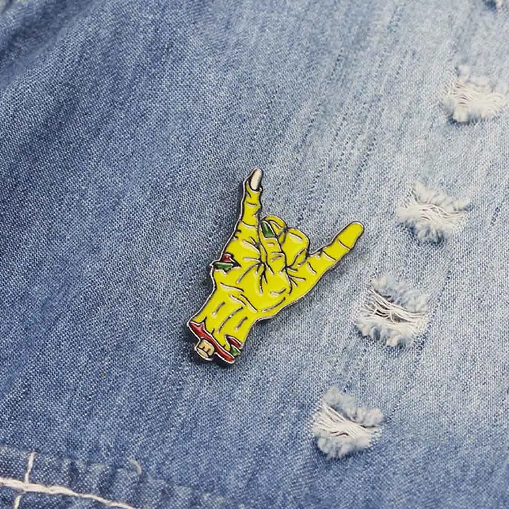 

1PC Cartoon Black Enamel Pin Buckle Palm Hand Brooch Jacket Shirt Collar Lapel Badge Gift for boy girl kids