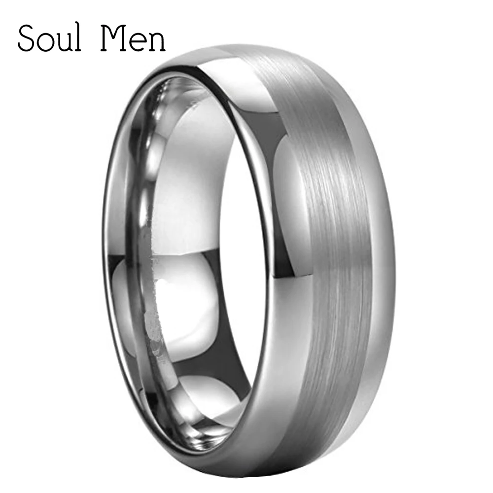 

7mm Men's Tungsten Dome Polished Wedding Band Ring Matte Brushed Center Finished Female Engagement Jewelry Size 9 10.5