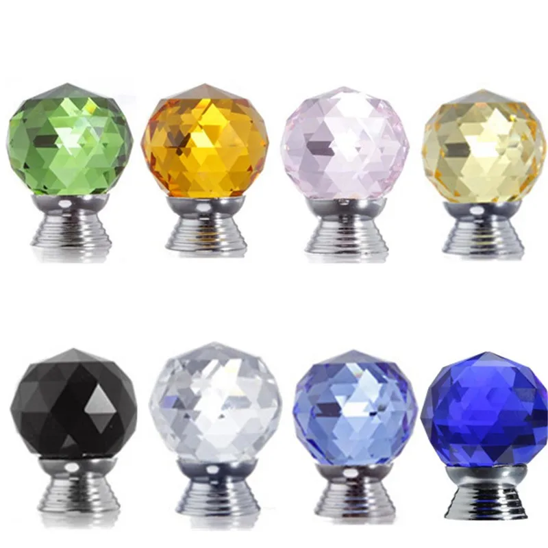 30mm Multicolor Choices Door Drawer Pull Handle Diamond Wardrobe Knobs