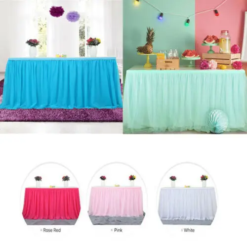 arrival Solid Party Wedding Tulle Tutu Table Cloth Skirt Party Birthday Festive Baby Shower Decor