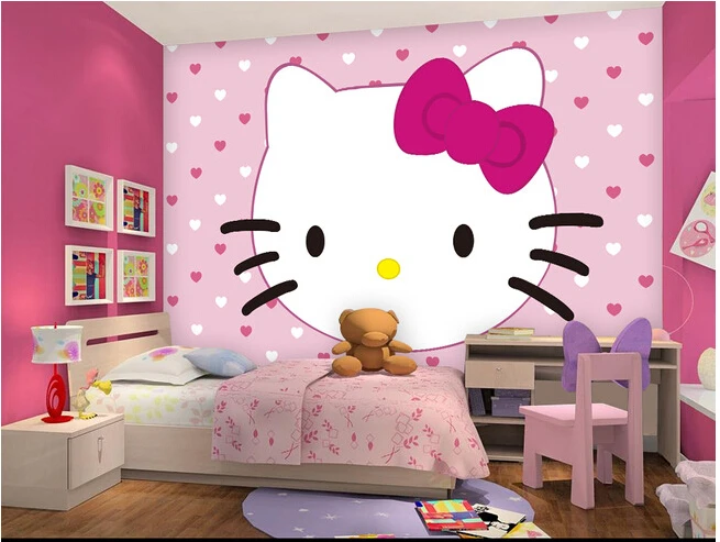 

Custom children wallpaper, pink cute cartoon cat for children room sofa TV wall paper DE parede vinyl which wallpaper