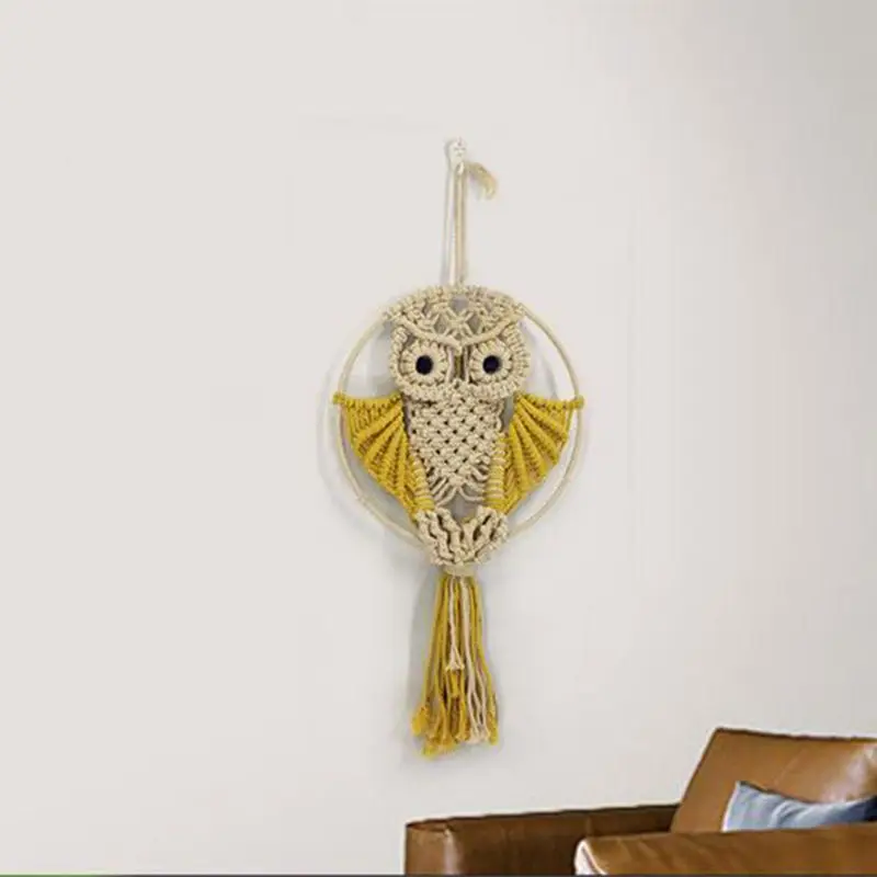 Macrame Wall Hanging Art Owl Woven Tapestry macrame wall hanging Home Decor Apartment Dorm Room Decoration