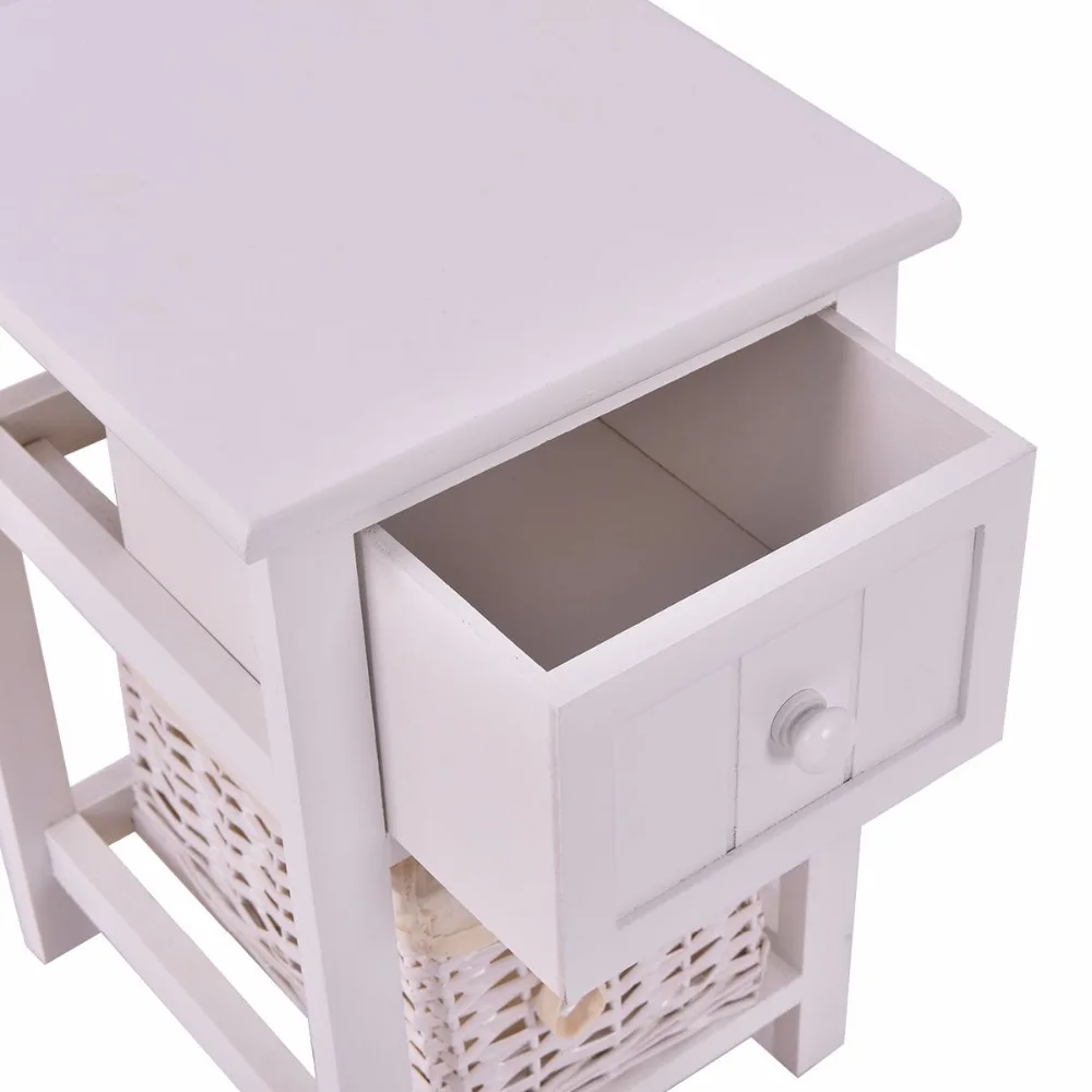 Goplus Night Stand 2 Layer 1 Drawer Bedside End Table White Modern Organizer Bedroom Wood Nightstand with Basket Small HW53787 Goplus Night Stand 2 Layer 1 Drawer Bedside End Table White Modern Organizer Bedroom Wood Nightstand with Basket Small HW53787