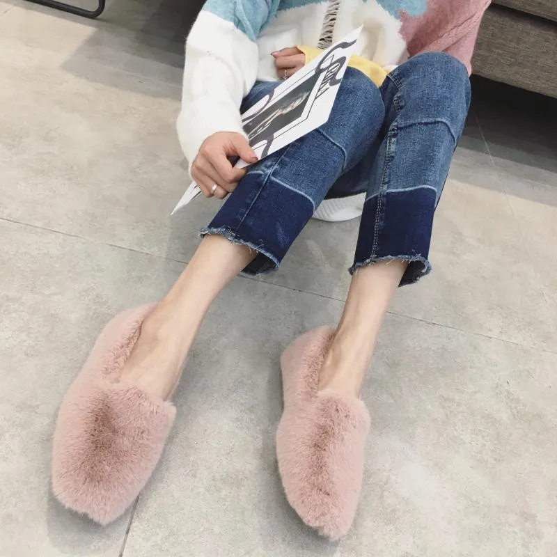 Simple Pelo Invierno 2018 Zapatos On Suave Redonda Alta Mocasines Punta Planos Profunda Caliente Molan Mujer Slip De Boca Marca Calidad Diseñador qtIz00