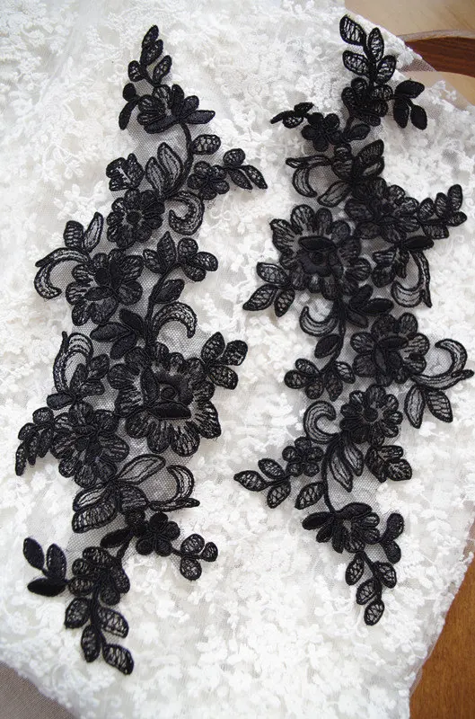 black Lace Applique, black alencon lace applique, 10 pcs, CGDH034Bin