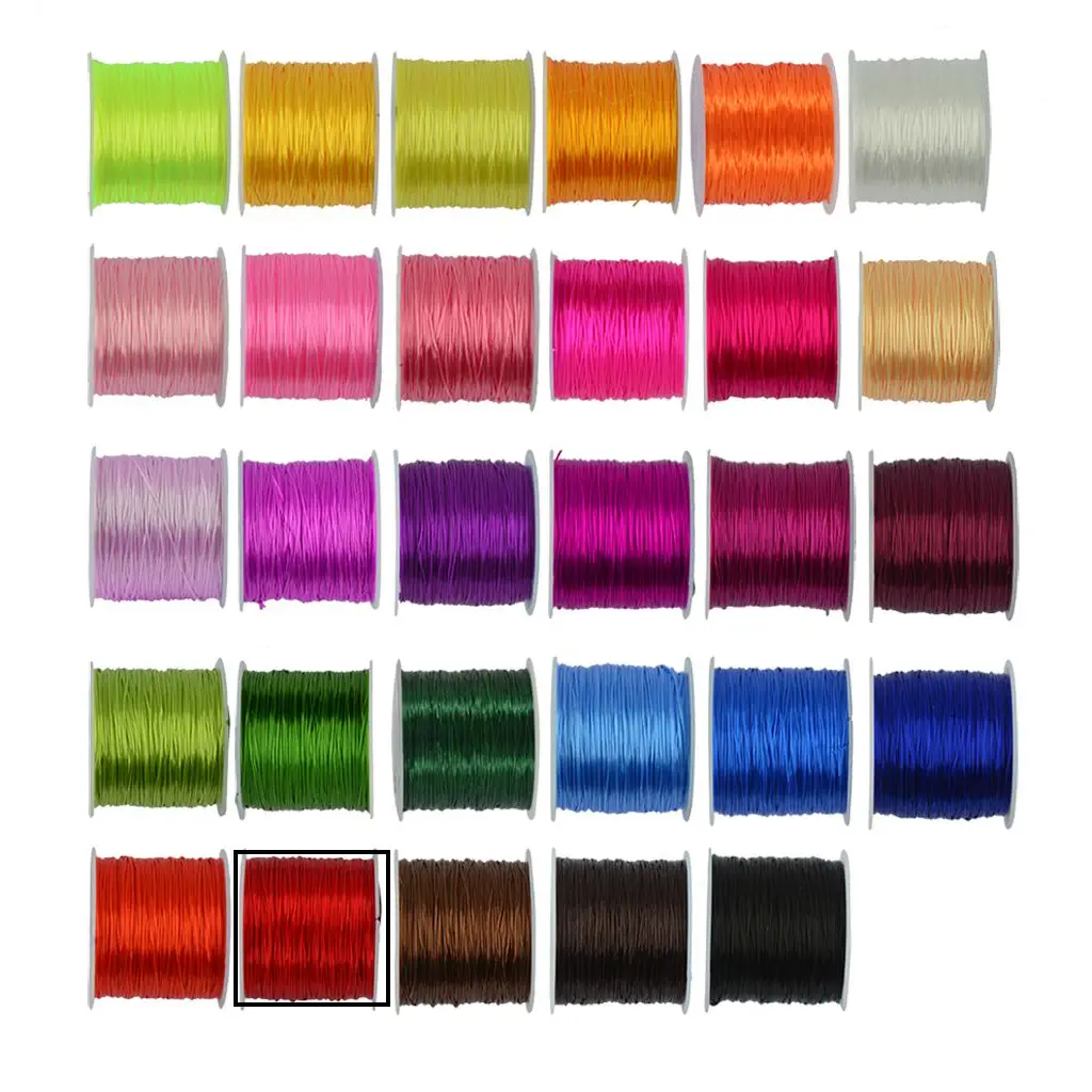 50 Yards Stretch Polyester Crystal String Cord Roll Jewelry Making DIY Red
