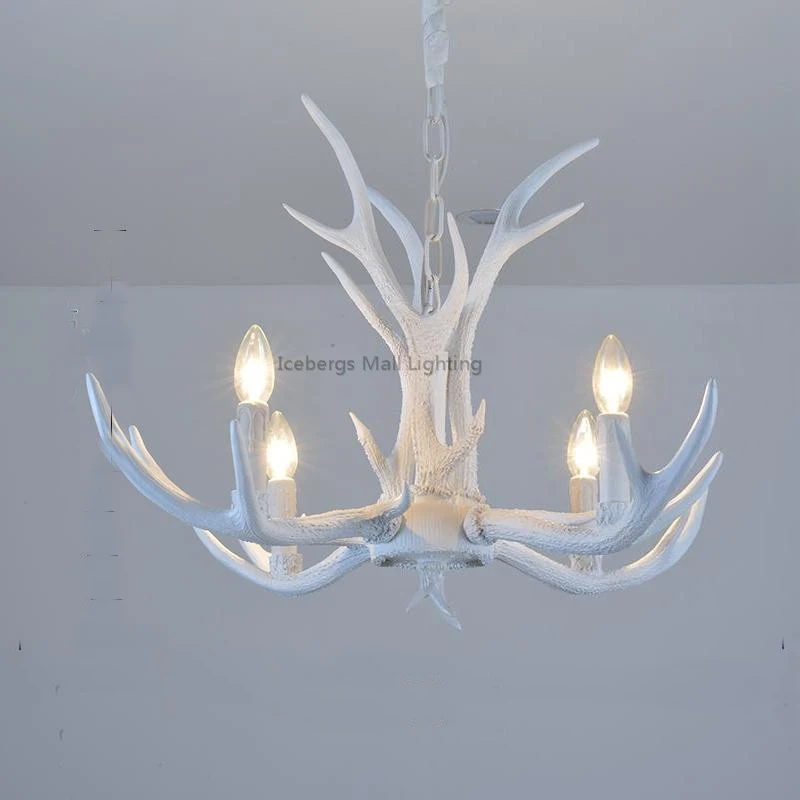 

Modern white Resin Antler Chandelier Lighting Novelty Lustre for Dining Room Living Room Europe Avize Luminaire