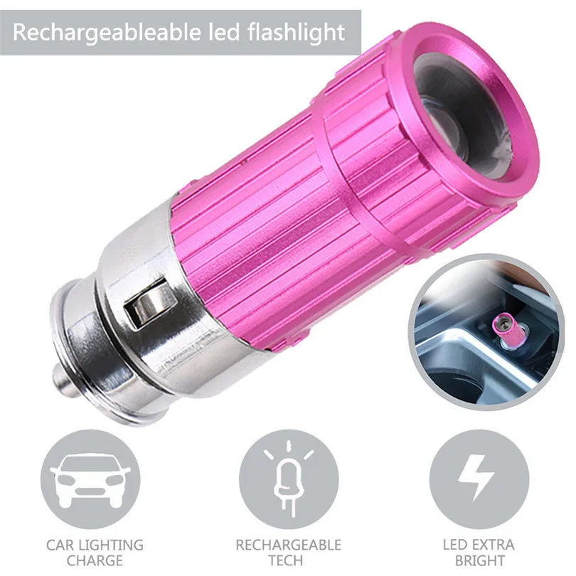 Torch Led Car Cigarette Lighter Vechicle Charging Flashlight Torch LAMP Lampe Torche Led Rechargable Usb Zaklamp 35DC708