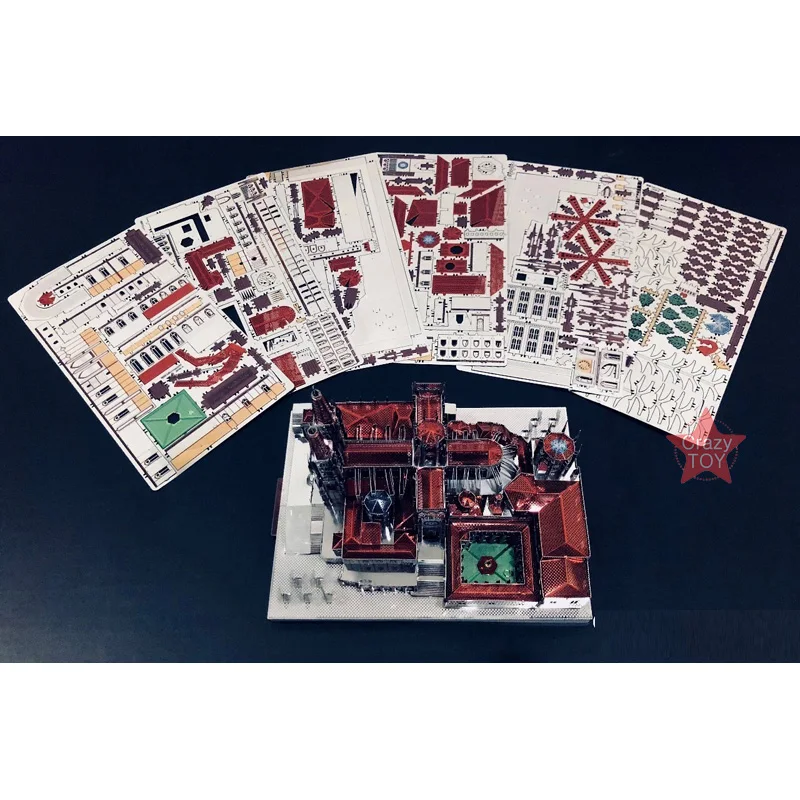 Najtaniej Microworld hiszpania Burgos katedra architektura 3D puzzle metalowe DIY montaż zestawy modeli laserowo wycinane zabawki puzzle J046