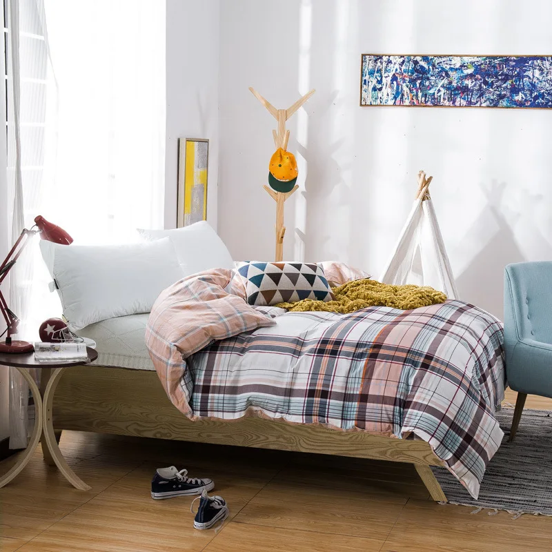 

Casual plaid 1pcs duvet cover 100% cotton bed comforter cover 150*200, 180*220cm, 200*230cm, 220*240cm size Quilt cover