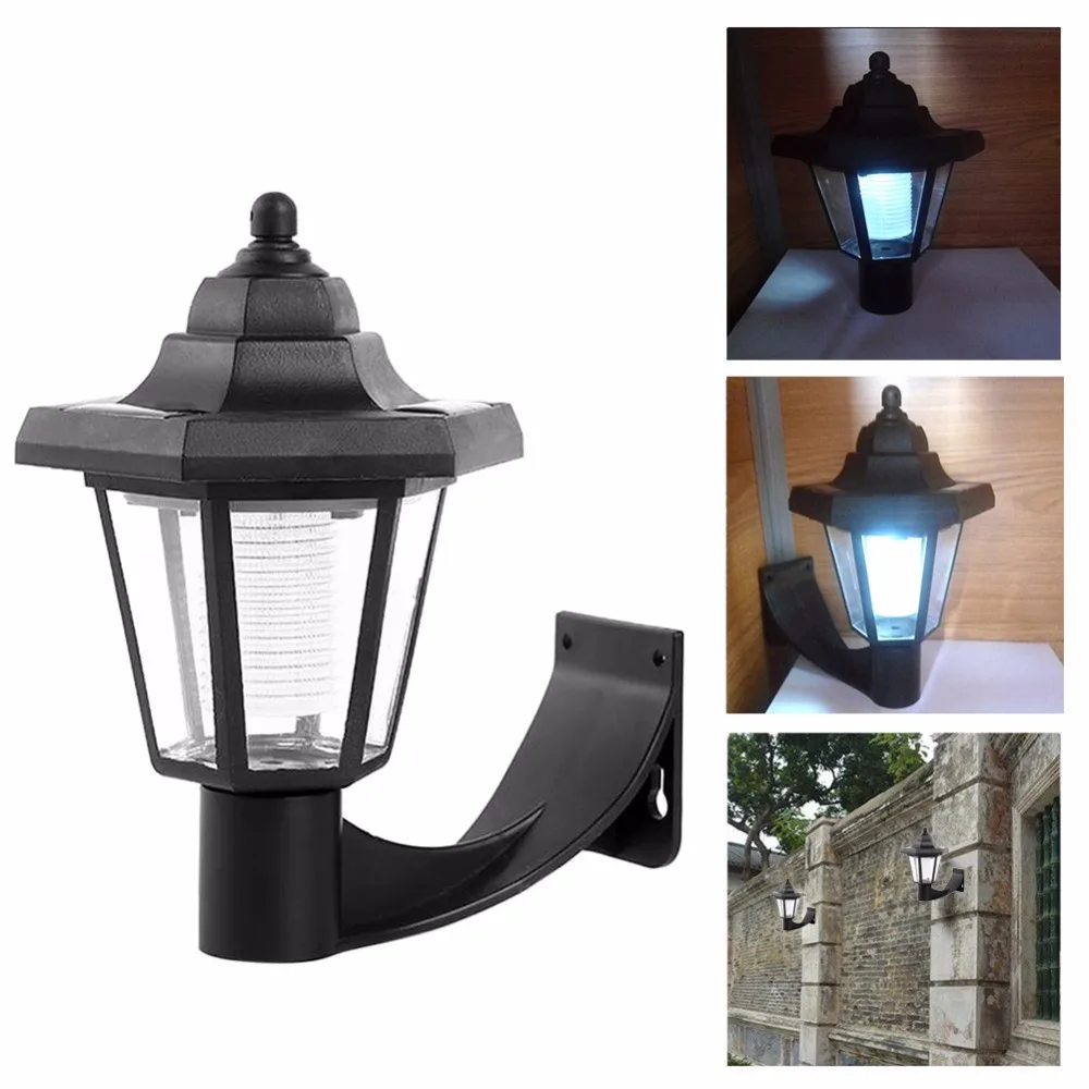 Goedkoop Waterdichte Solar LED Wandlamp Retro Outdoor Tuin Landschap Decoratie Nacht Beveiliging Zeshoekige Solar Light Wall Street Lamp