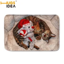 HUGSIDEA дверные коврики ковер Забавный спящий Кот Рождество Собака вход напольный коврик на заказ нескользящий входной коврик Прихожая 40*59 см