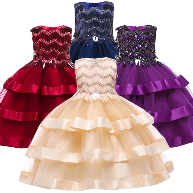 

Girl Dresses For Party And Wedding Little Girls Clothing Children Sequins Lace Sleeveless Princess Dress For Girl Birthday Dress