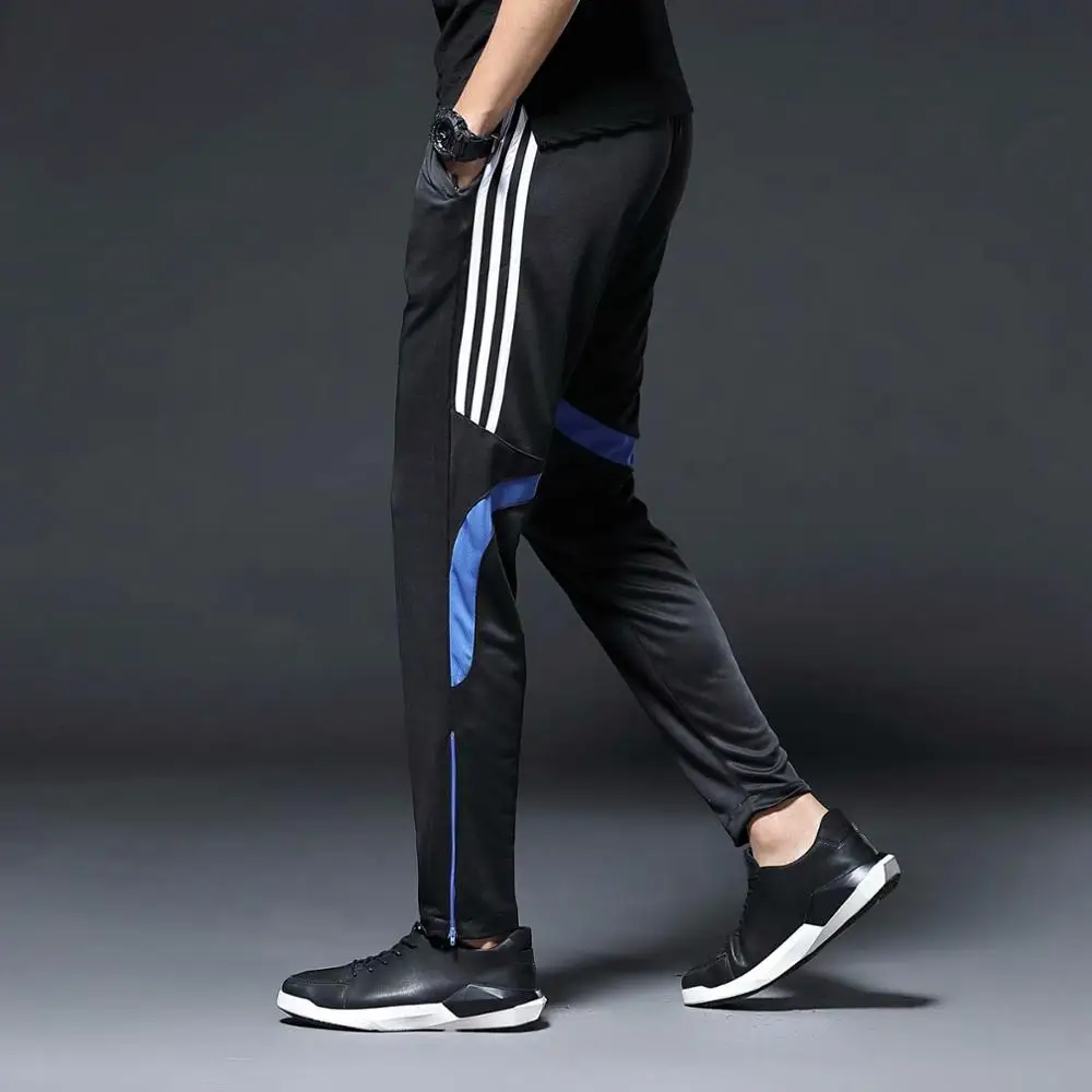 Мужские спортивные штаны для бега с карманами на молнии, спортивные штаны для футбола, тренировок, эластичные леггинсы, штаны для бега, спортзала - Цвет: K801 pants blue