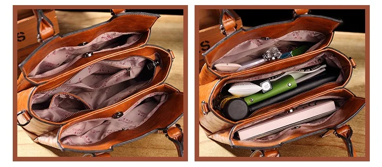 Genuine Leather Bags Tote Purse Handbag Women Messenger Shoulder Top Handle Vintage CLASSIC bolsa feminina bags T63