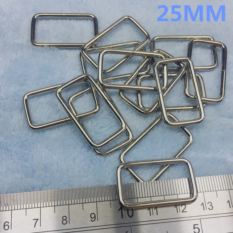 25MM SILVR  Rectangle Rings Unwelded Nickel Plated buckle