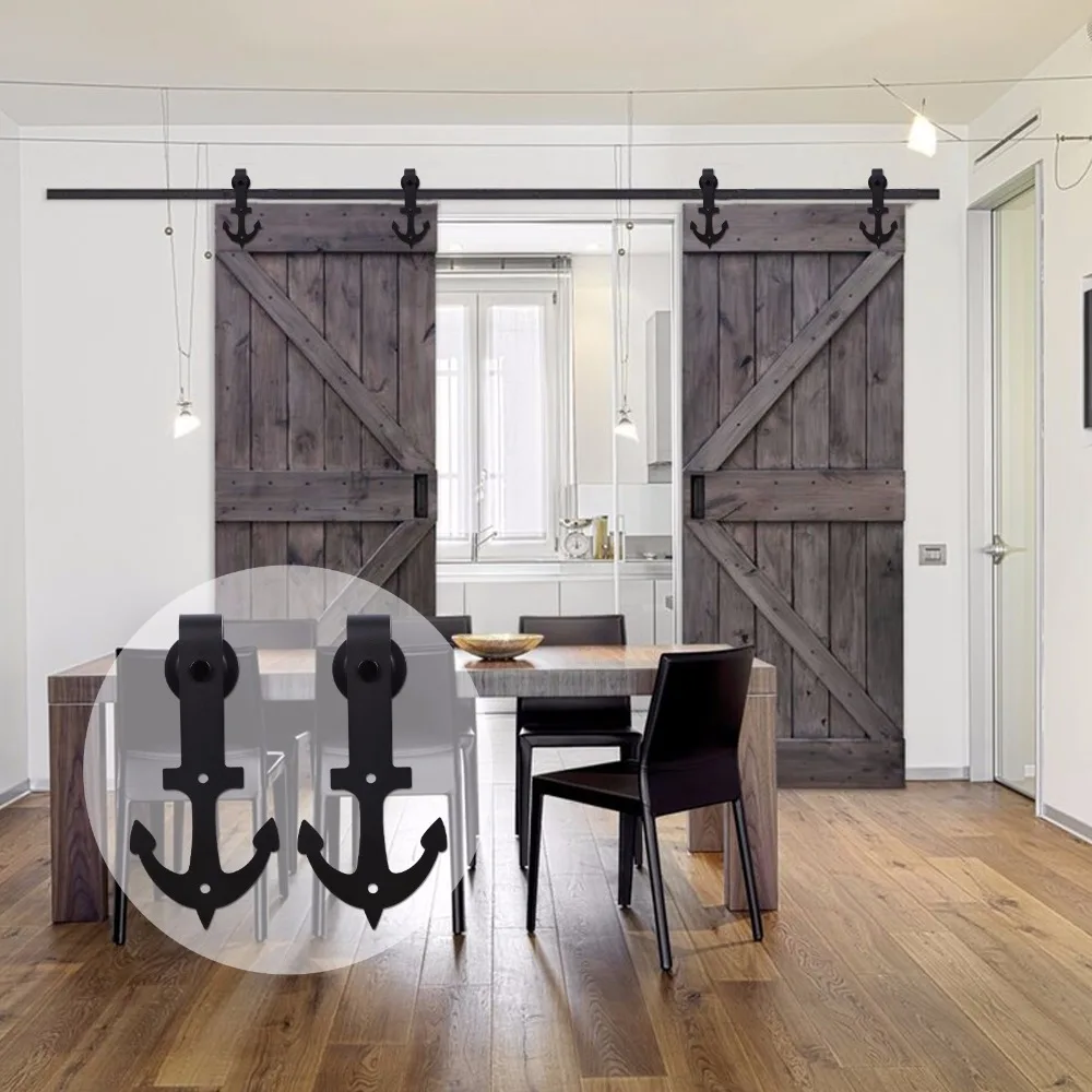 LWZH 16FT 18FT 20FT Classic Interior Sliding font b Closet b font Door Anchor Shaped Rail