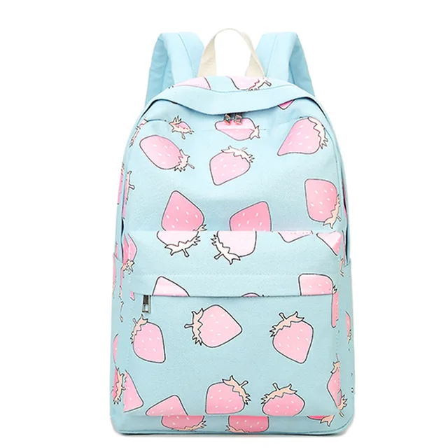 Harajuku Fashion Fruit Strawberry Printing Backpack To School Bag Harajuku Fashion Fruit Strawberry Printing Backpack To School Bag Black Rucksack Women Canvas Book Bags For
