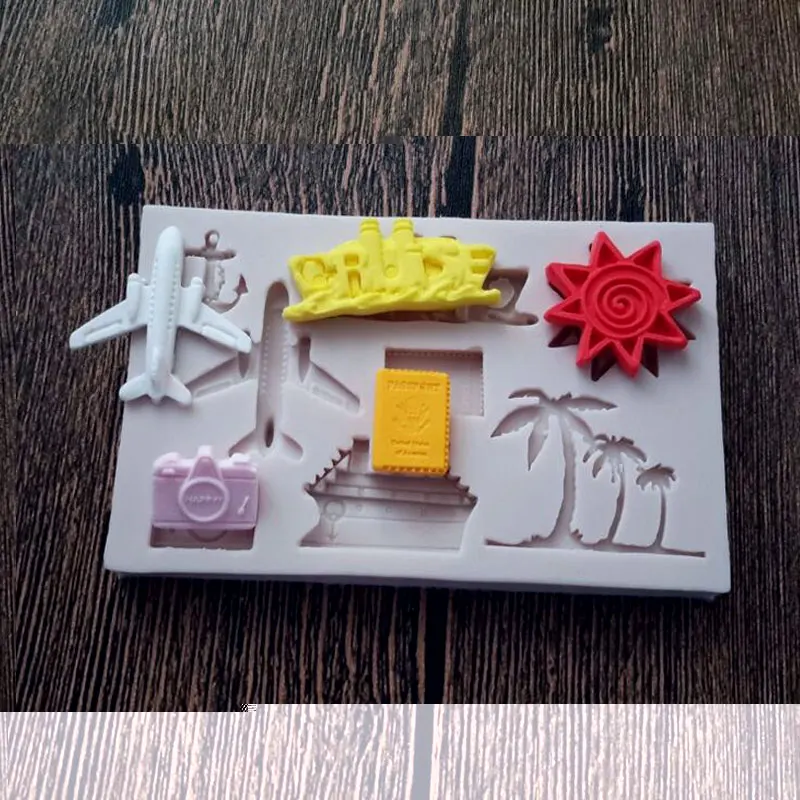 Aeroplane Palm Tree Silicone Mold Fondant Mould Cake