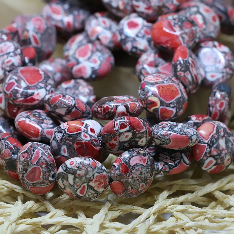 High grade vintage style red calaite turquoises stone 14*14mm round cake button coin loose beads fashion jewelry 15inch B305 | Украшения и