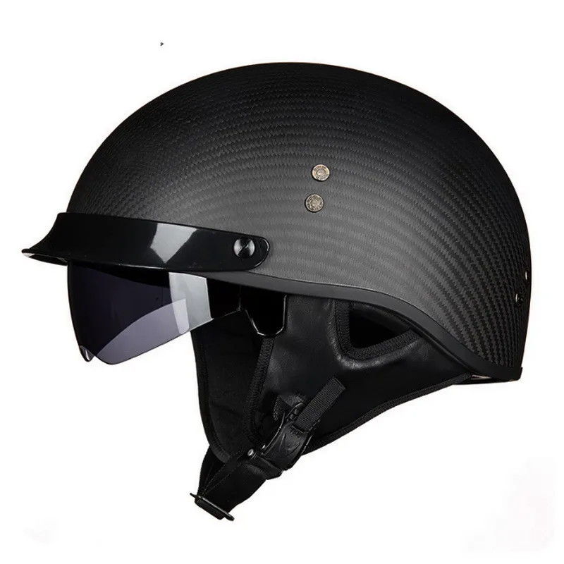 

carbon Fiber Motorcycle Motorbike darkLens Summer Open Face Helmet Moto capacete para motocicleta casco