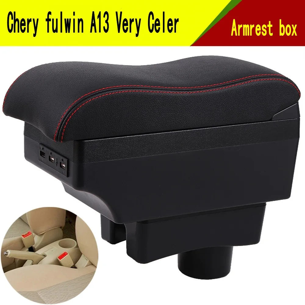 

For Chery A13 Very Celer Fulwin Armrest Box Central Content Interior Elbow Arm Rest Storage Case Car-styling with USB Cup Holder