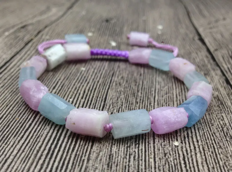 YA3047 Natural Rough Morganite Stone Cord Knotted Adjustable Bracelet | Украшения и аксессуары