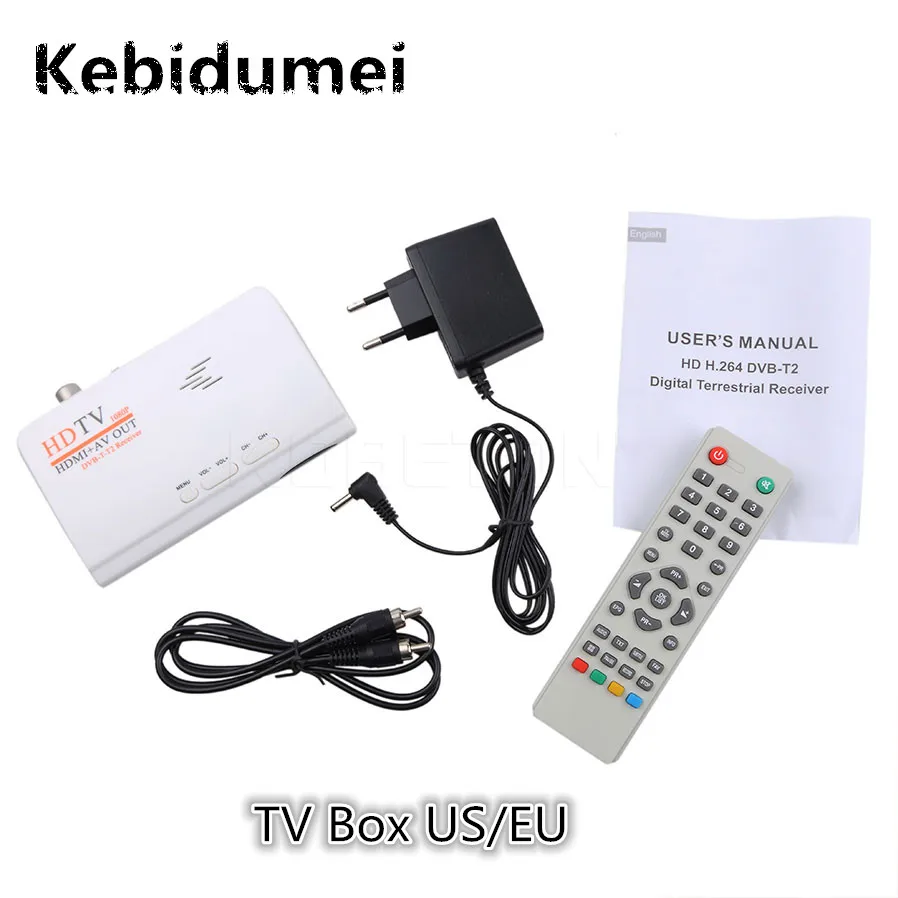 Kebidumei EU/US ТВ коробка 1080 p HDMI + AV out USB2.0 DVB T2 телевизор компьютерной приставки к