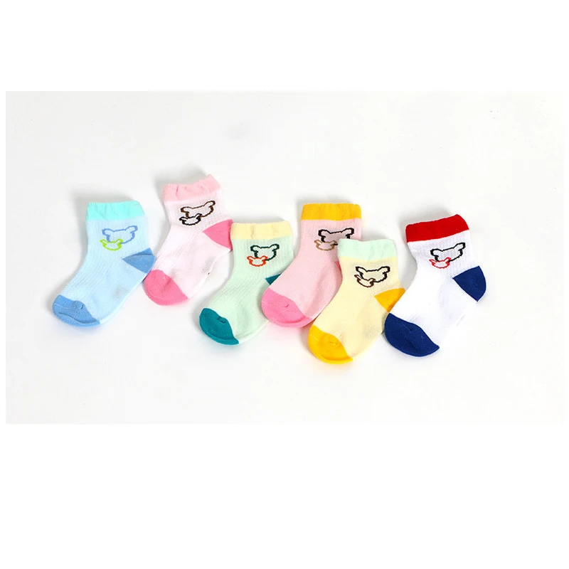 Детские носки 0-1 летние цветные сетчатые хлопковые носки для новорожденных 6 пар, w013