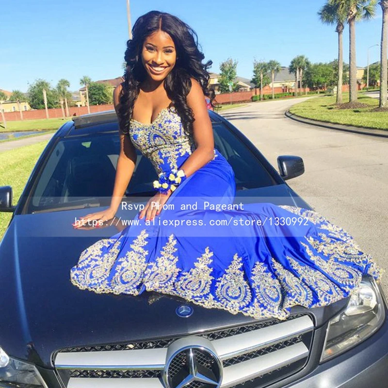 Sweetheart Sleeveless Royal Blue African Prom Dresses With Gold Lace Custom Made Long Stretch Satin Mermaid Prom Dress For Queen Dress For Any Occasion Dress Halterneckdresses Embroidered Aliexpress Sweetheart Sleeveless Royal Blue African Prom Dresses With Gold Lace Custom Made Long Stretch Satin Mermaid Prom Dress For Queen Dress For Any Occasion Dress Halterneckdresses Embroidered Aliexpress