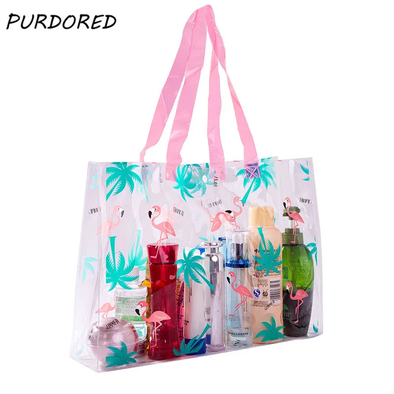 

PURDORED Clear Flamingo Cosmetic Bag PVC Travel Makeup Case Women Make Up Bag Storage Pouch Toiletry Bag Dropshipping