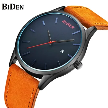 

BIDEN Men's Japan Movement Quartz Watches Male Genuine Leather Luxury Skeleton Business Wrist Watch Waterproof Relogio Masculino