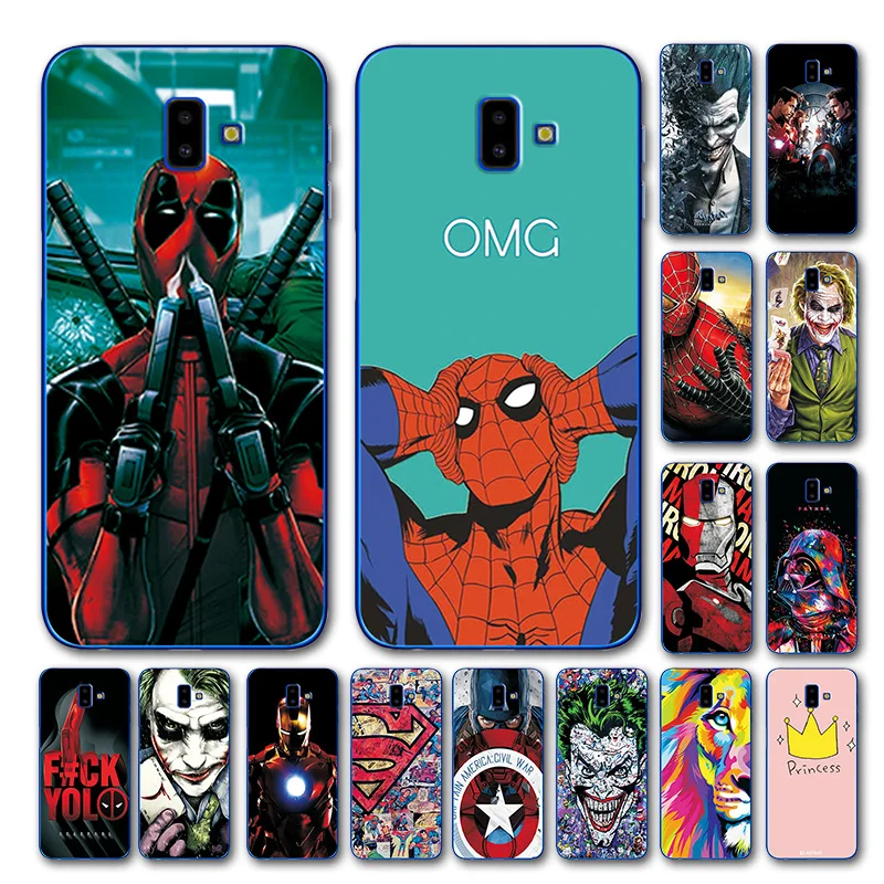 

Novelty Hero Avengers Phone Bags For Samsung Galaxy J6 Plus 2018 Case J6+ J4Plus Iron Man Painted Silicone Case Cover A7 2018
