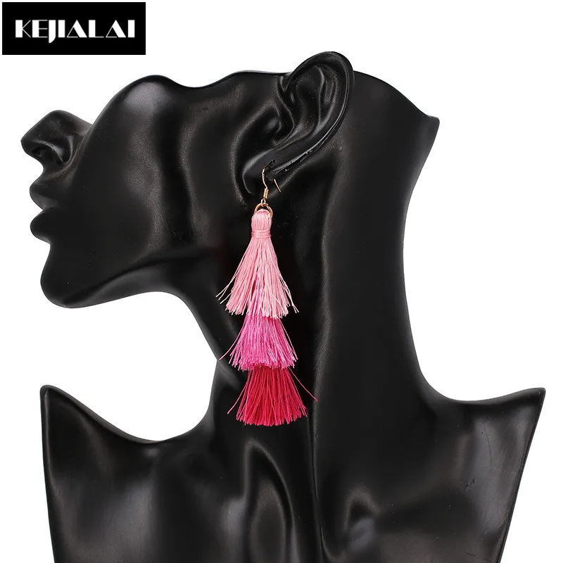 Bohemian Style Long Tassel Earrings for Women Drop Dangle Earring Fringed Girls Party Gift Ribbon Fabric | Украшения и аксессуары
