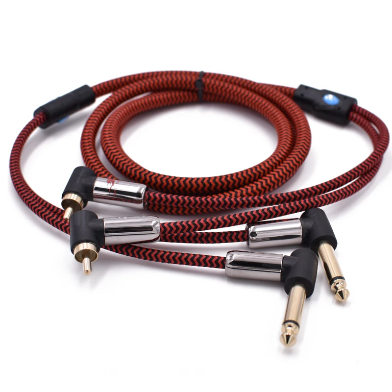 Двойной 6 35 мм к RCA угловой аудиоусилитель микшерный пульт PC 1/4 ''ts Jack 3 кабель