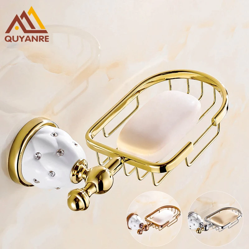 Quyanre Bathroom Hardware Crystal Brass Flexible Soap Basket/Soap Dish